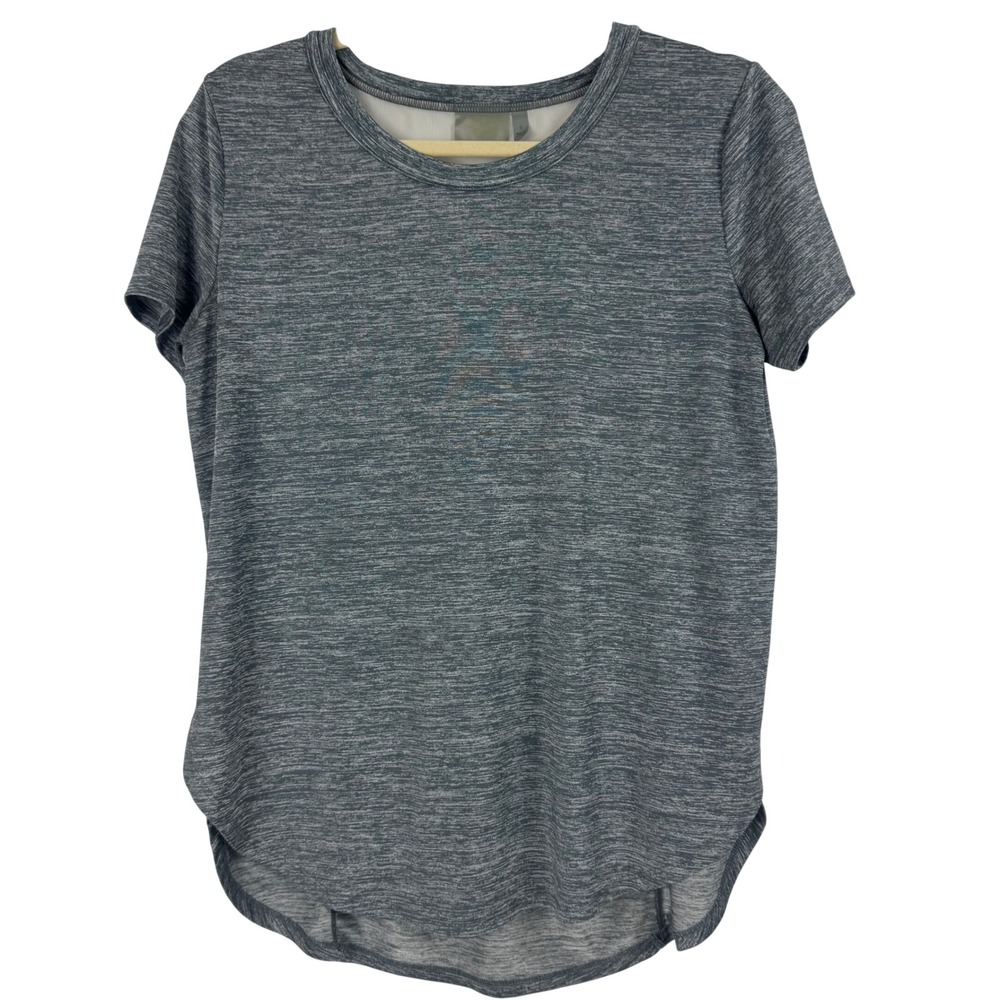 Athleta Gray Space Dye Mesh Back Short Sleeve Activewear Top Size S